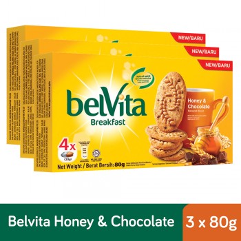 Belvita Breakfast Honey & Chocolate Biscuits (80g x 3)
