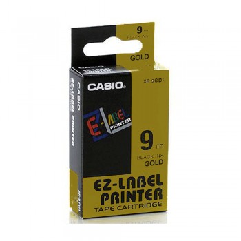 Casio Ez-Label Tape Cartridge - 9mm, Black on Gold (XR-9GD1)