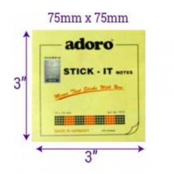 Adoro Stick It Notes Yellow 100s' 75 x 75mm