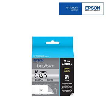 Epson Label Cartridge 18mm Black on Silver Tape (Metalli)